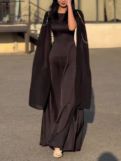 Round Neck Belted Maxi Dress