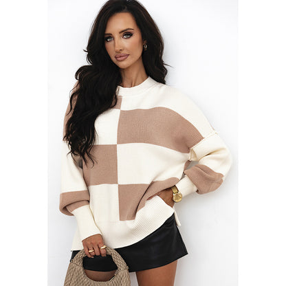 Female Loose Fit Loose Shoulder Knitted Pullover