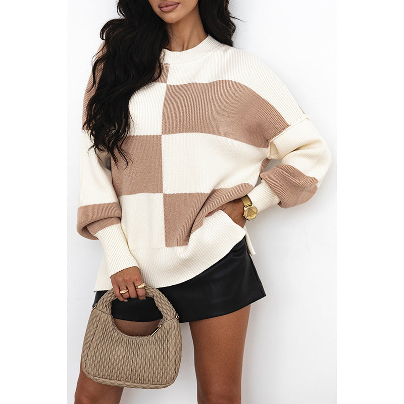 Female Loose Fit Loose Shoulder Knitted Pullover