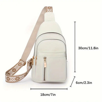 Vintage Style Women's Chest Bag,  Non-Waterproof Zippered Shoulder Messenger Bag For Commuting, Crossbody Bag